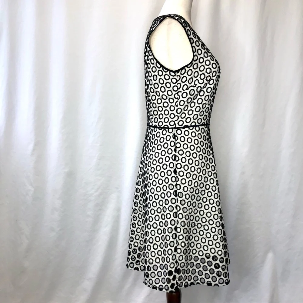 J. Crew punched out eyelet sleeveless dress black white 0